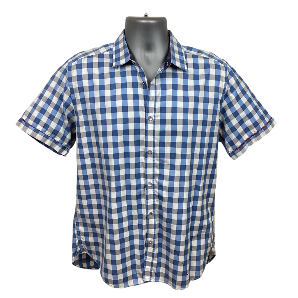 Ted Baker Check Oxford Shirt Short Sleeve Button-Up Casual